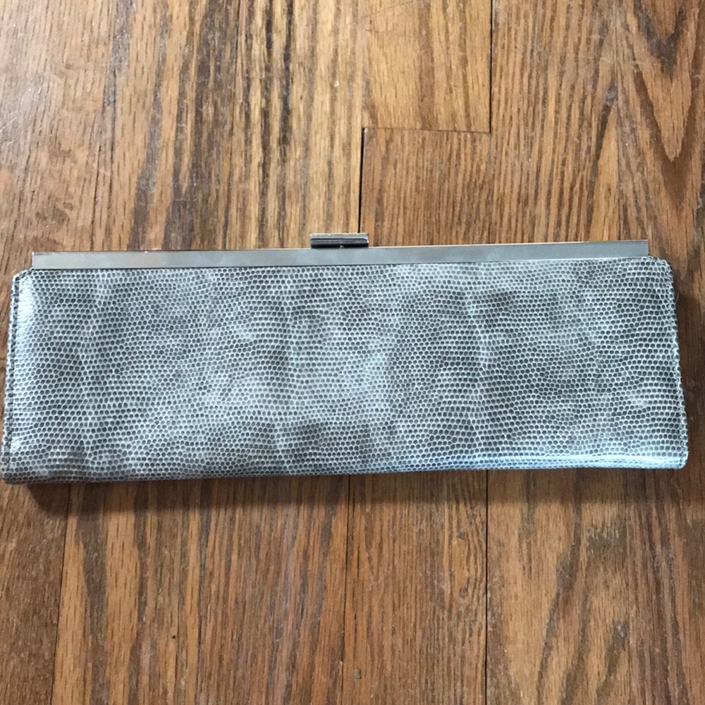 Faux-snakeskin clutch